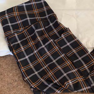 Eluminary Sz3 (fits 14+) Black Orange Plaid work out pants w/pockets NWT